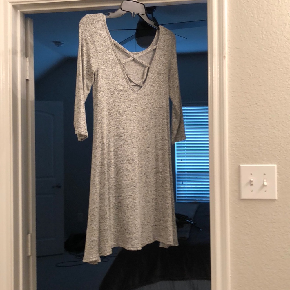 3/4 sleeve  Gray Comfy Dress